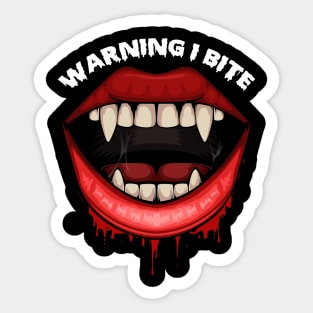 Warnig I Bite - Vampire Fangs Mouth Sticker